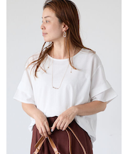 プレーティング袖タックTシャツ