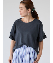プレーティング袖タックTシャツ