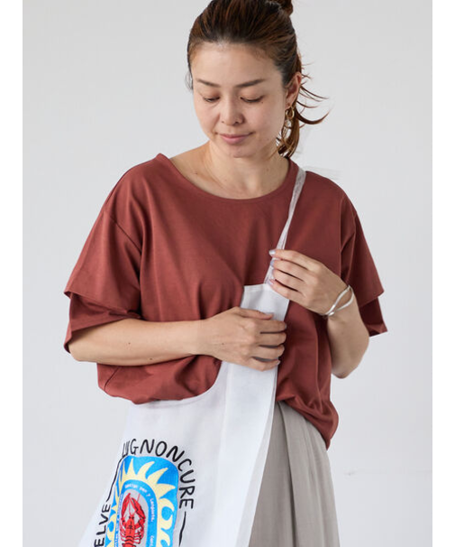 プレーティング袖タックTシャツ