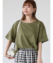プレーティング袖タックTシャツ