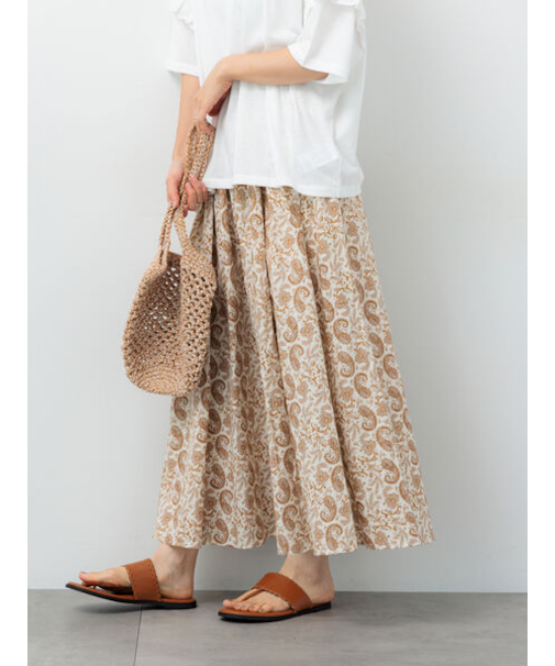 ペイズリー柄コットンギャザースカート