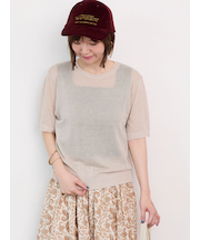 麻タッチ半袖ニット