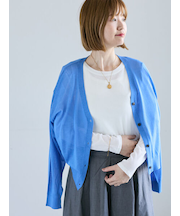 麻タッチVネックカーディガン