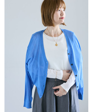 麻タッチVネックカーディガン