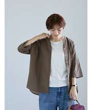 綿麻7分袖シャツ