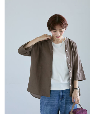 綿麻7分袖シャツ