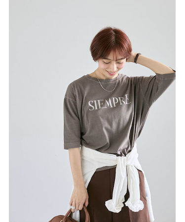 ピグメントグリッターロゴ7分袖Tシャツ
