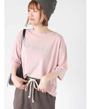 ピグメントグリッターロゴ7分袖Tシャツ
