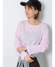 シフォン天竺クルーネック長袖トップス