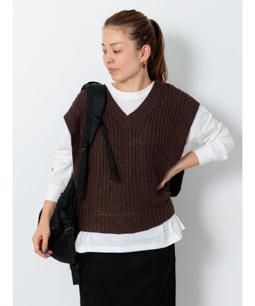 スラブヤーンVネックニットベスト
