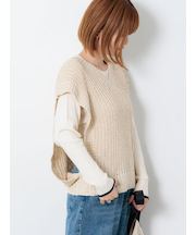 スラブヤーンVネックニットベスト