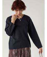 ミラノリブ配色Vネックニット