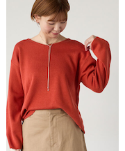 ミラノリブ配色Vネックニット