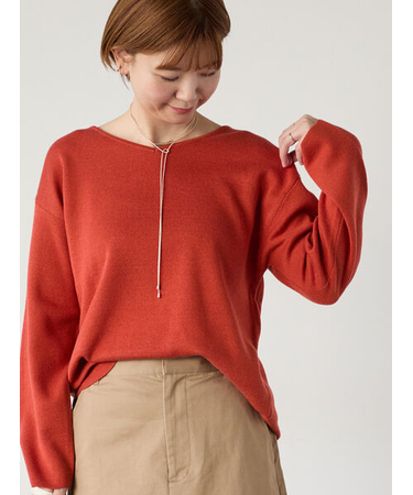 ミラノリブ配色Vネックニット