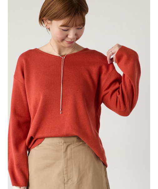 ミラノリブ配色Vネックニット