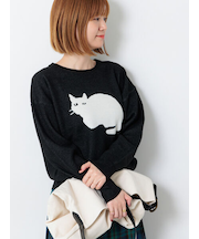 猫モチーフジャカードニット
