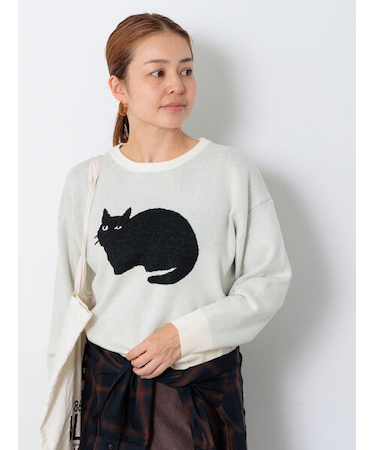 猫モチーフジャカードニット