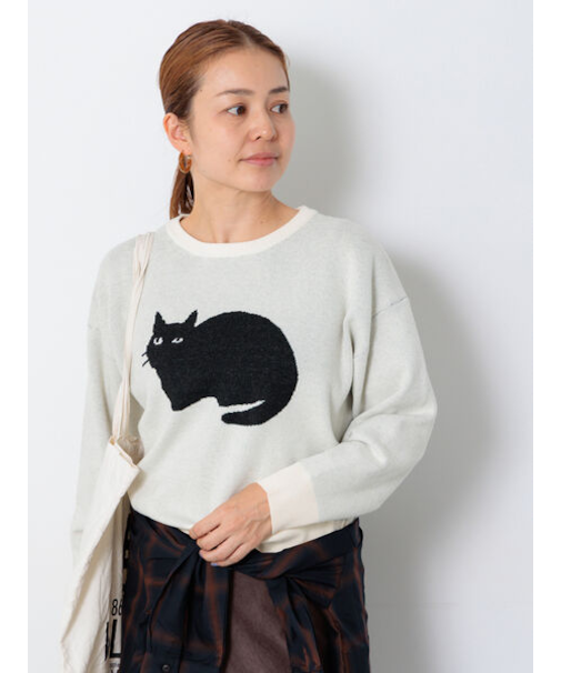 猫モチーフジャカードニット