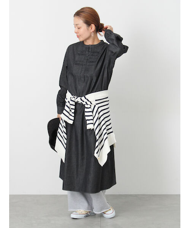 ピンタックデニムワンピース