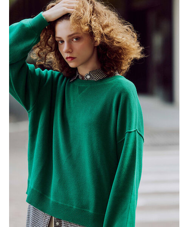 スウェットライククルーネックニット