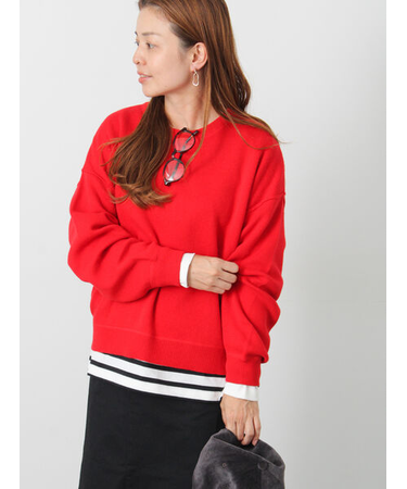 スウェットライククルーネックニット