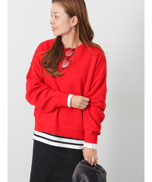 スウェットライククルーネックニット