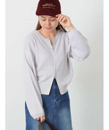 メッシュ編みWジップカーディガン