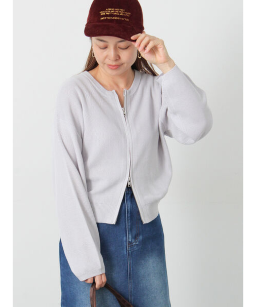 メッシュ編みWジップカーディガン