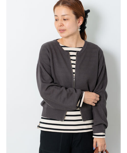 メッシュ編みWジップカーディガン