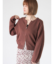 メッシュ編みWジップカーディガン