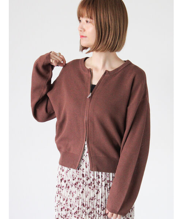 メッシュ編みWジップカーディガン