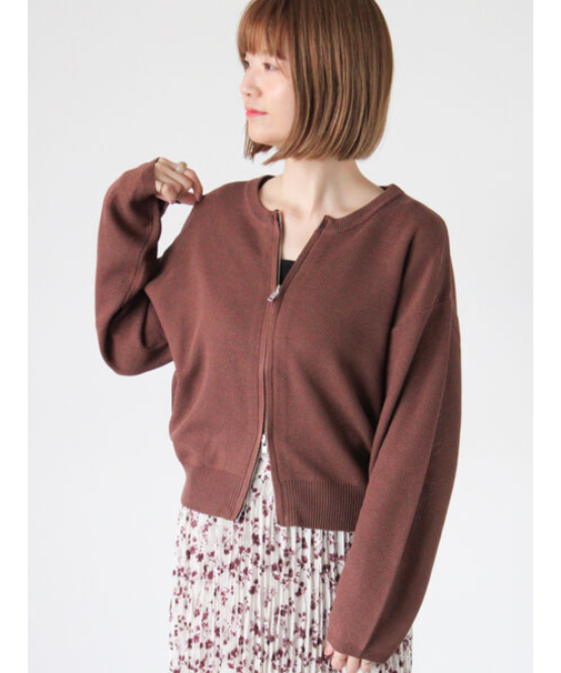 メッシュ編みWジップカーディガン