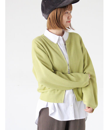 メッシュ編みWジップカーディガン