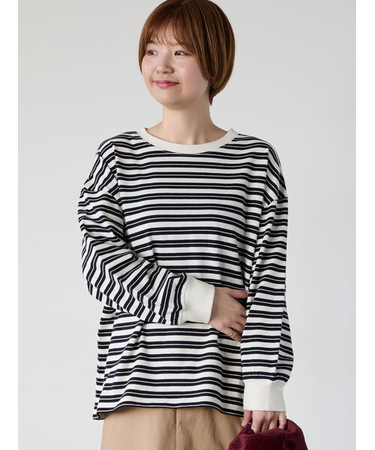 天竺マルチボーダー長袖カットソー