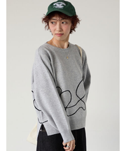 ライン入りジャカードワイドニット