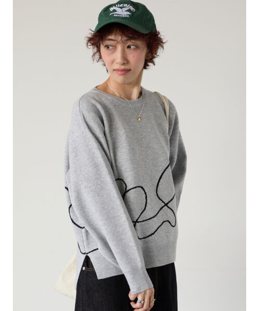 ライン入りジャカードワイドニット