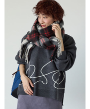 ライン入りジャカードワイドニット