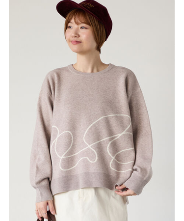 ライン入りジャカードワイドニット