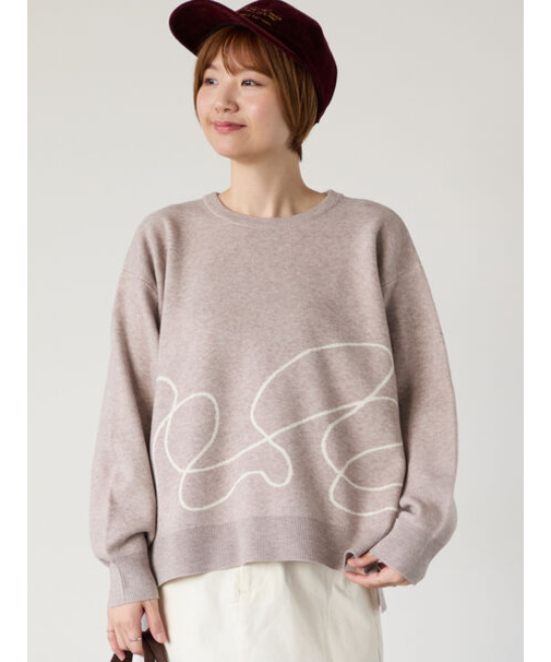 ライン入りジャカードワイドニット