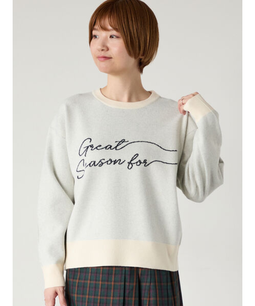 筆記体ロゴジャカードニット