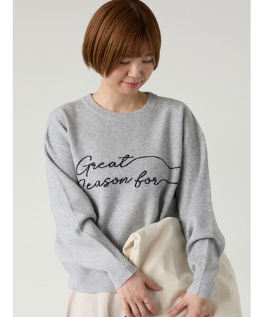 筆記体ロゴジャカードニット