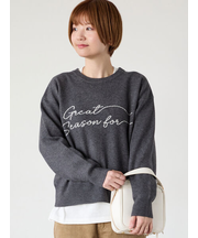 筆記体ロゴジャカードニット