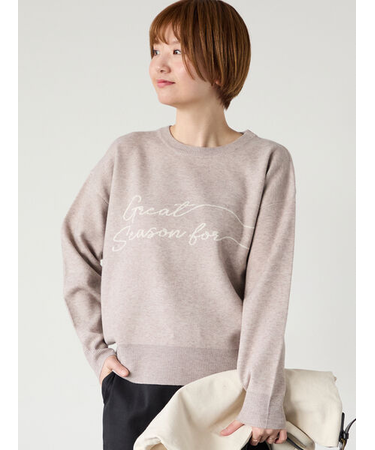 筆記体ロゴジャカードニット