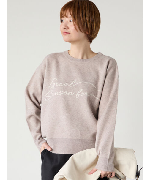 筆記体ロゴジャカードニット