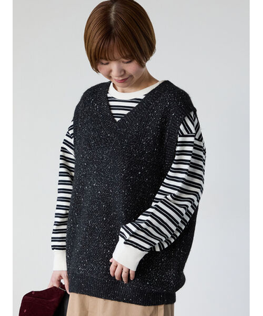 ラメ引き揃えニットベスト