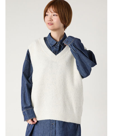 ラメ引き揃えニットベスト