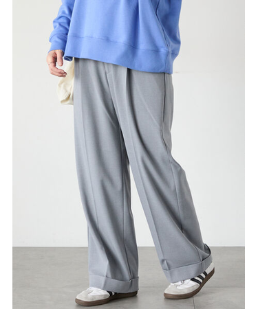 裾ダブルウエストタックパンツ