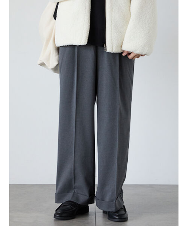 裾ダブルウエストタックパンツ