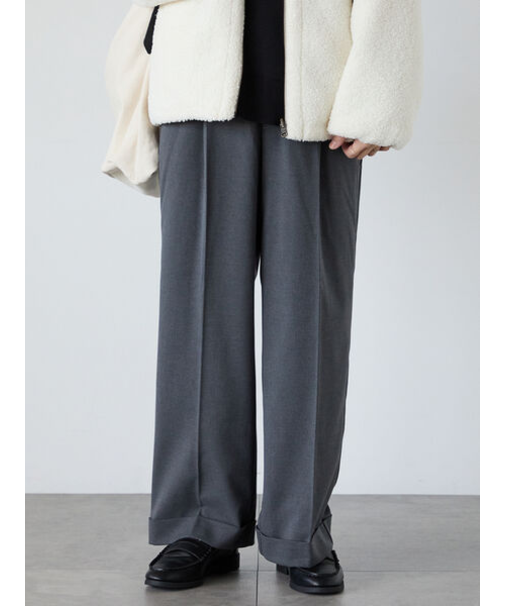 裾ダブルウエストタックパンツ