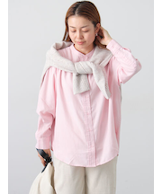 刺繍入りバンドカラーシャツ